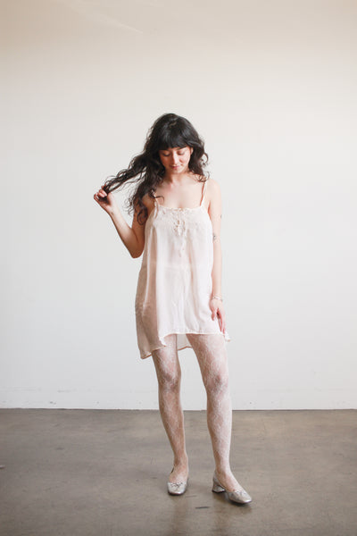 1920s Ballet Pink Silk Swiss Dot Camisole