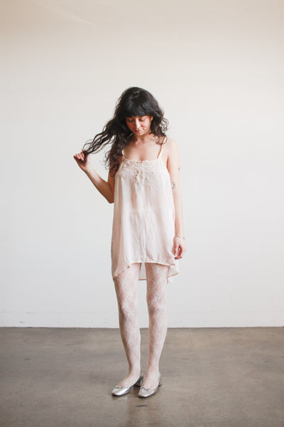 1920s Ballet Pink Silk Swiss Dot Camisole