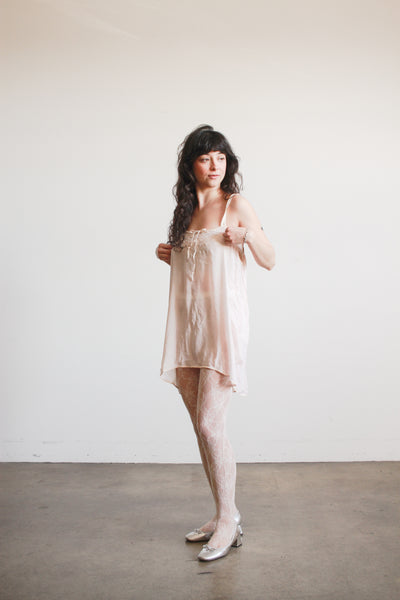 1920s Ballet Pink Silk Swiss Dot Camisole