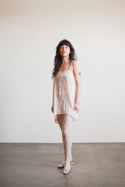 1920s Ballet Pink Silk Swiss Dot Camisole