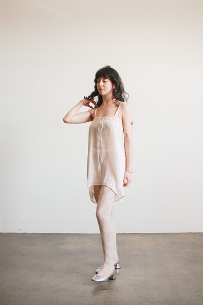 1920s Ballet Pink Silk Swiss Dot Camisole