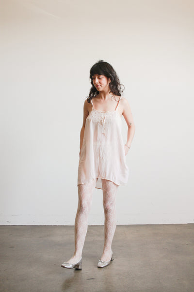 1920s Ballet Pink Silk Swiss Dot Camisole
