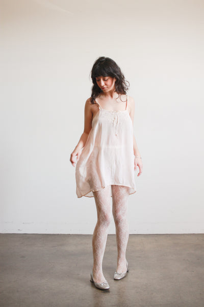 1920s Ballet Pink Silk Swiss Dot Camisole