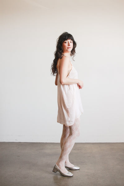 1920s Ballet Pink Silk Swiss Dot Camisole