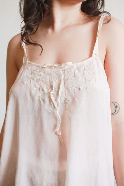 1920s Ballet Pink Silk Swiss Dot Camisole