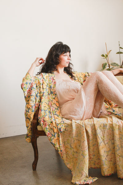 1940s Spring Floral Rayon Kimono