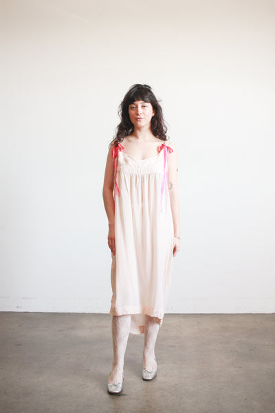 1920s Blush Silk Sleeveless Slip Dress