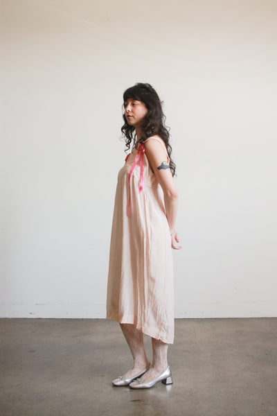 1920s Blush Silk Sleeveless Slip Dress