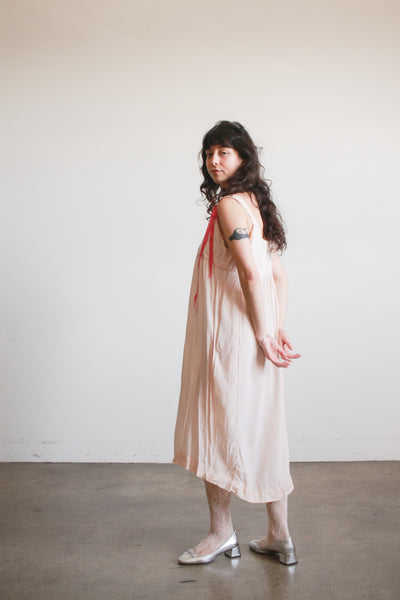 1920s Blush Silk Sleeveless Slip Dress