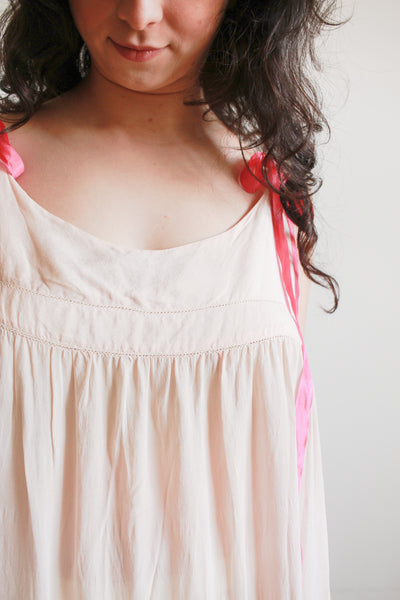 1920s Blush Silk Sleeveless Slip Dress
