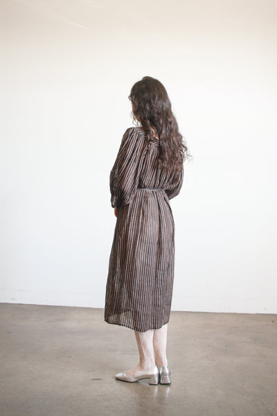 1970s Cacharel Linen Striped Smock Dress