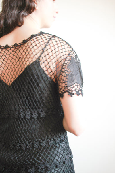 1990s Lim’s Black Crochet Blouse