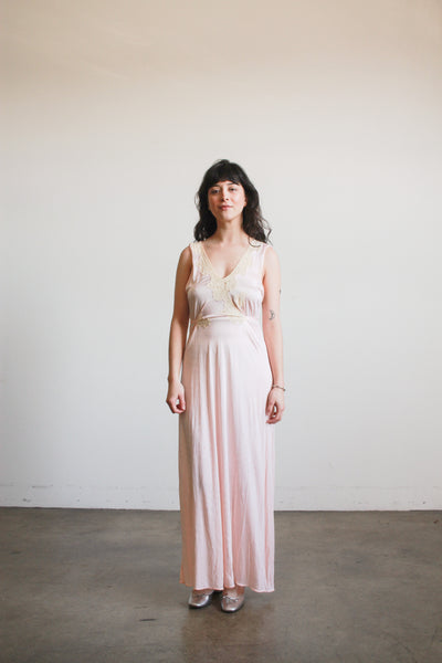 1930s Pink Jersey Knit Nightgown