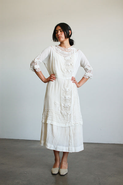Edwardian Cotton Viole Embroidered Lawn Dress