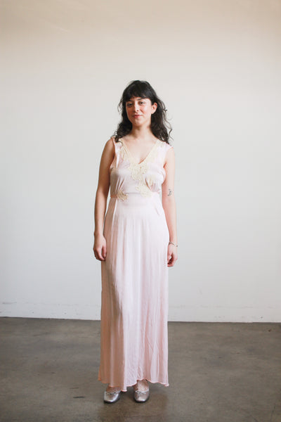 1930s Pink Jersey Knit Nightgown