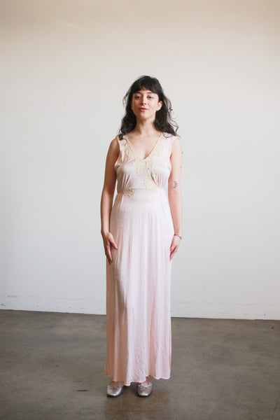1930s Pink Jersey Knit Nightgown