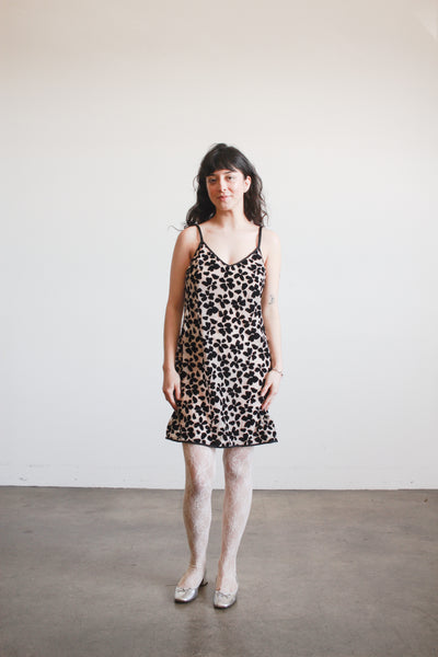 1990s Black Velvet Cut Out Cami Slip Dress