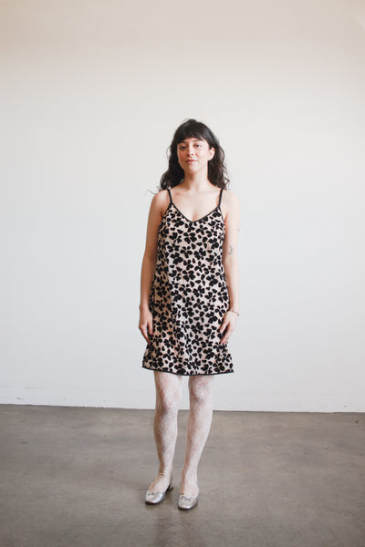 1990s Black Velvet Cut Out Cami Slip Dress