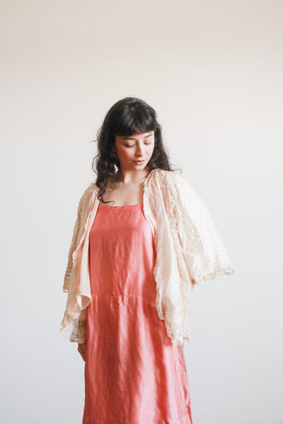 1900s Ballet Pink Silk Swiss Dot Blouse