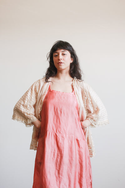 1900s Ballet Pink Silk Swiss Dot Blouse