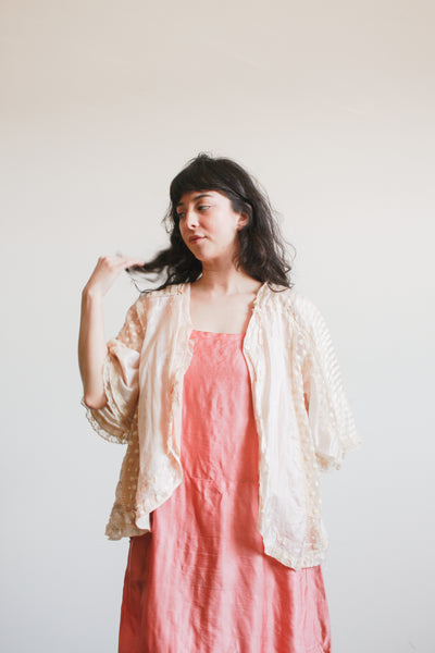 1900s Ballet Pink Silk Swiss Dot Blouse