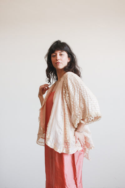 1900s Ballet Pink Silk Swiss Dot Blouse