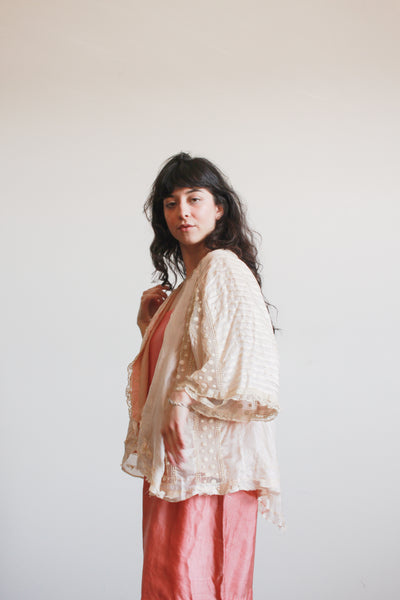 1900s Ballet Pink Silk Swiss Dot Blouse