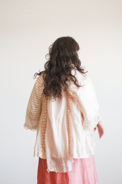 1900s Ballet Pink Silk Swiss Dot Blouse