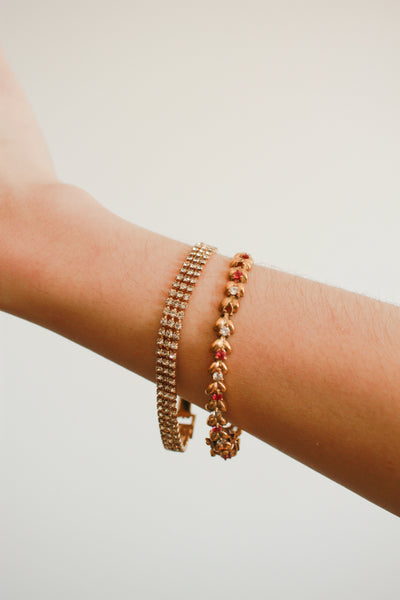 1980s Gold Pink Sapphire Tennis Bracelet