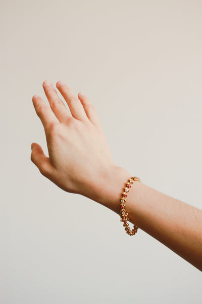 1980s Gold Pink Sapphire Tennis Bracelet