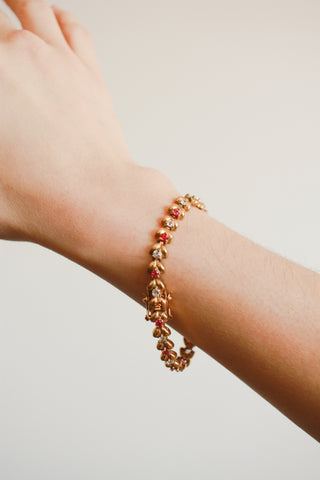 1980s Gold Pink Sapphire Tennis Bracelet