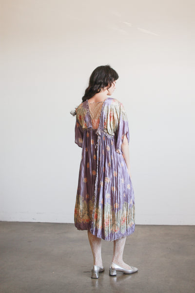 1900s Periwinkle Silk Printed Duster Dress