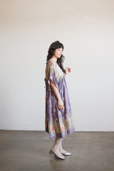 1900s Periwinkle Silk Printed Duster Dress
