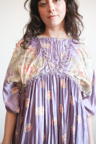 1900s Periwinkle Silk Printed Duster Dress