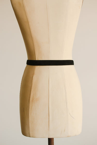 1980s Black Suede Gold Buckle Belt