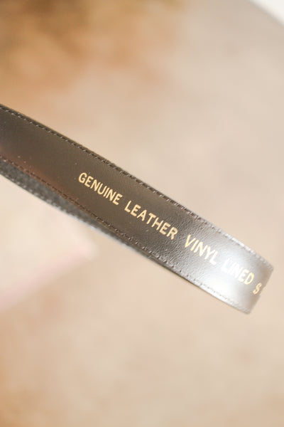 1980s Black Suede Gold Buckle Belt