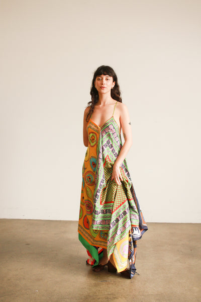 YSL Hermes Mixed Silk Scarf Dress