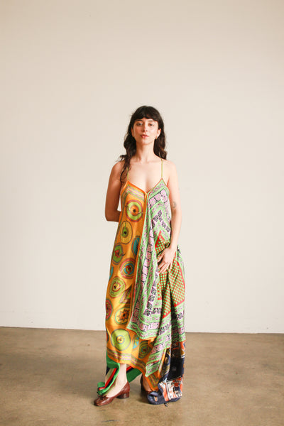 YSL Hermes Mixed Silk Scarf Dress