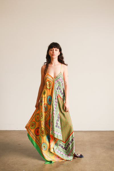 YSL Hermes Mixed Silk Scarf Dress