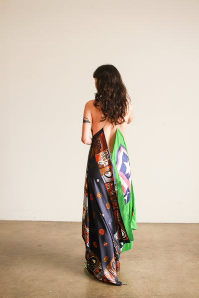 YSL Hermes Mixed Silk Scarf Dress