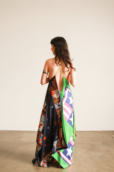 YSL Hermes Mixed Silk Scarf Dress