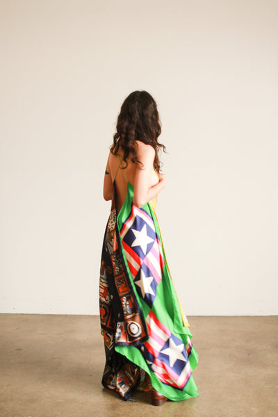 YSL Hermes Mixed Silk Scarf Dress