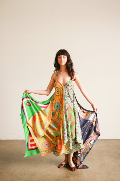 YSL Hermes Mixed Silk Scarf Dress