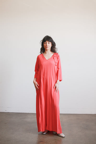 1990s Salmon Crepe Long Maxi Dress