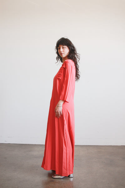 1990s Salmon Crepe Long Maxi Dress
