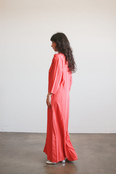 1990s Salmon Crepe Long Maxi Dress