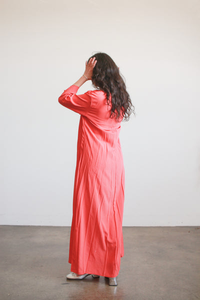 1990s Salmon Crepe Long Maxi Dress