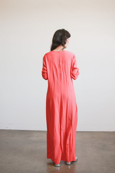 1990s Salmon Crepe Long Maxi Dress