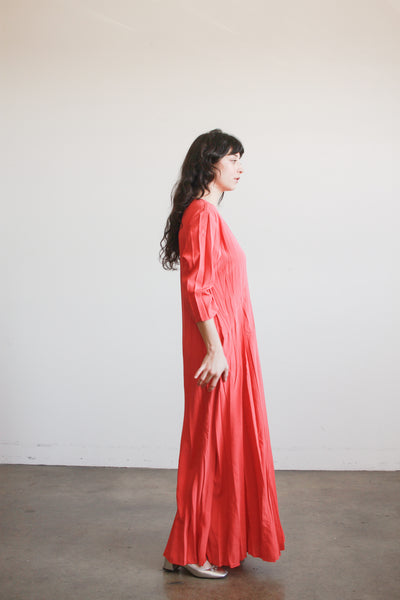 1990s Salmon Crepe Long Maxi Dress