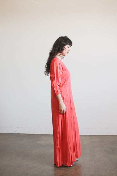 1990s Salmon Crepe Long Maxi Dress